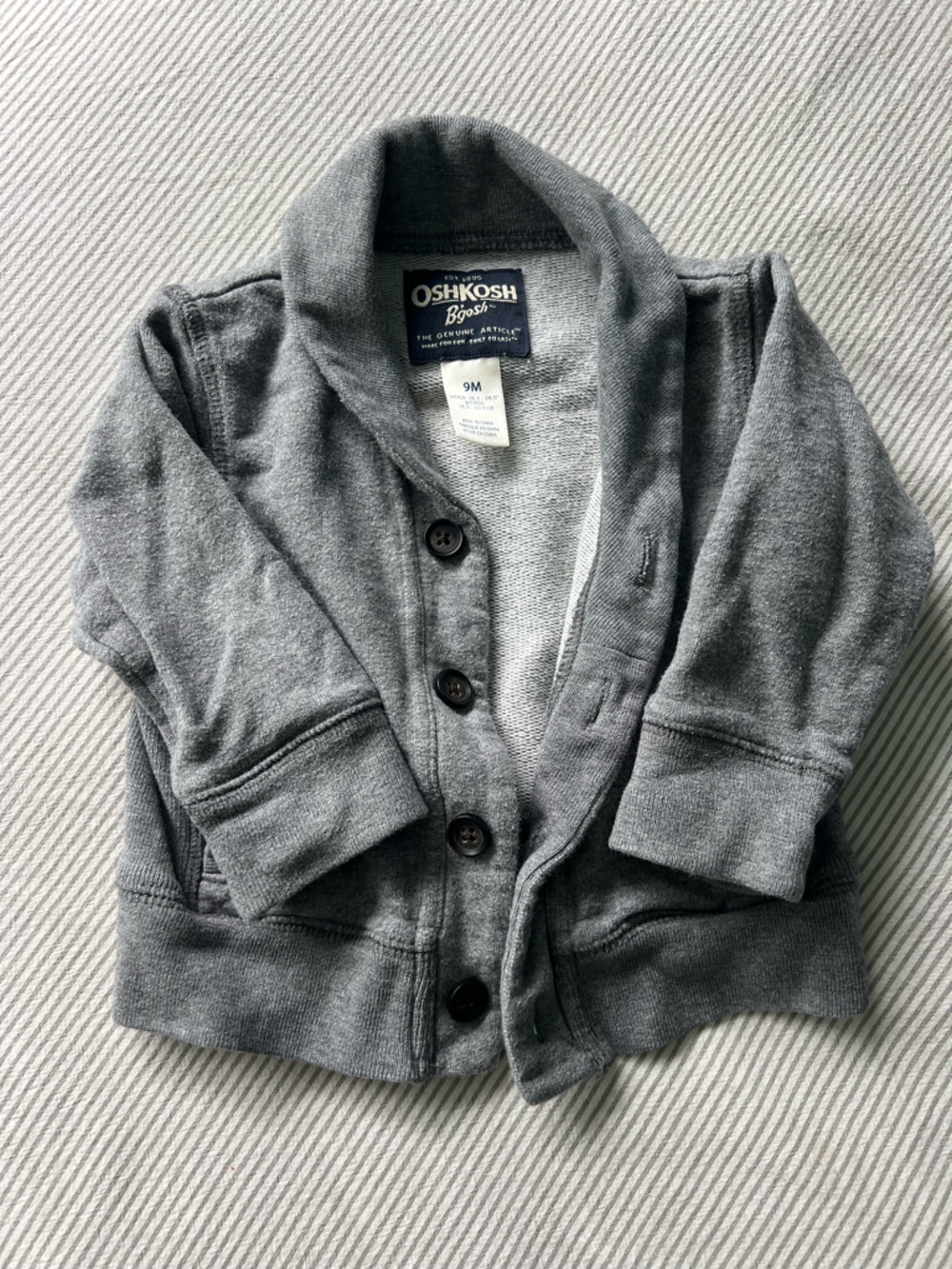 OshKosh B'gosh Baby Collar Button-Front Sweater Jacket - Gray